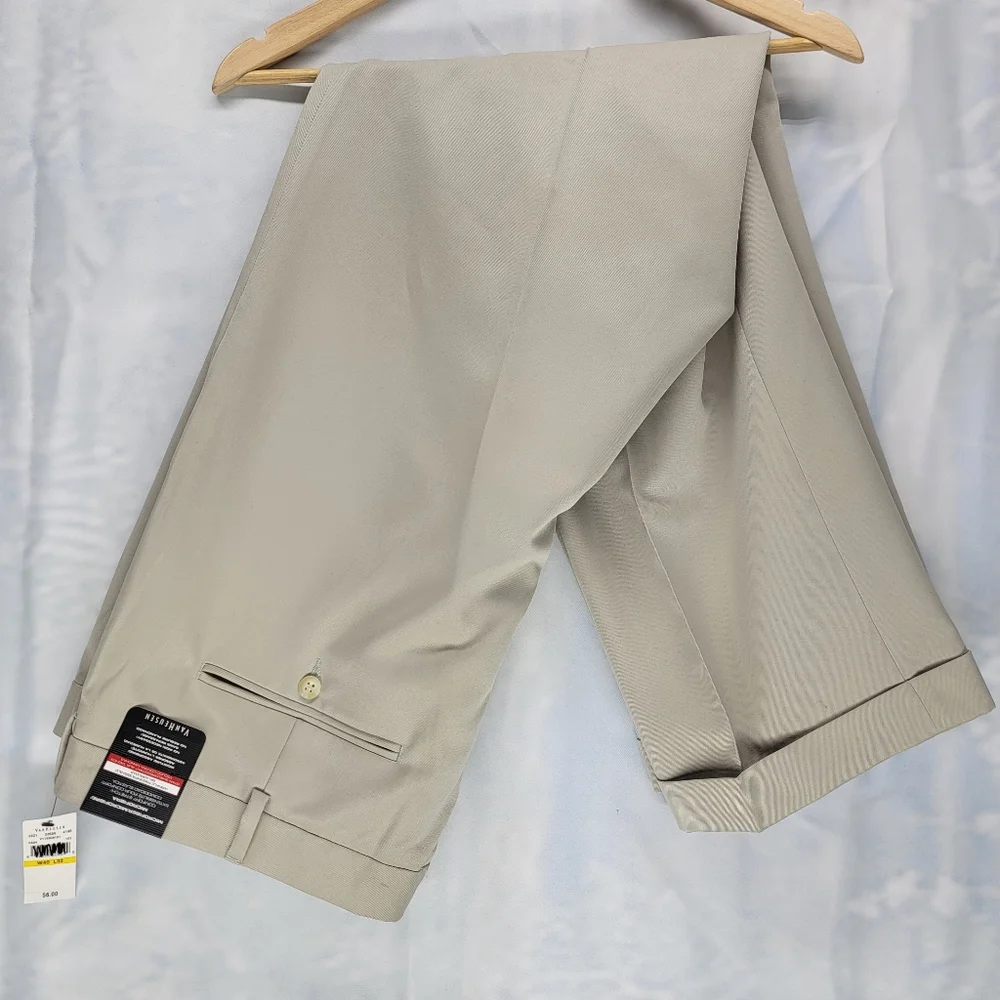 Van Heusen 40X32 Microfiber Comfort Stretch Taupe No Iron Dress Pants Cuffed NWT - Picture 1 of 7
